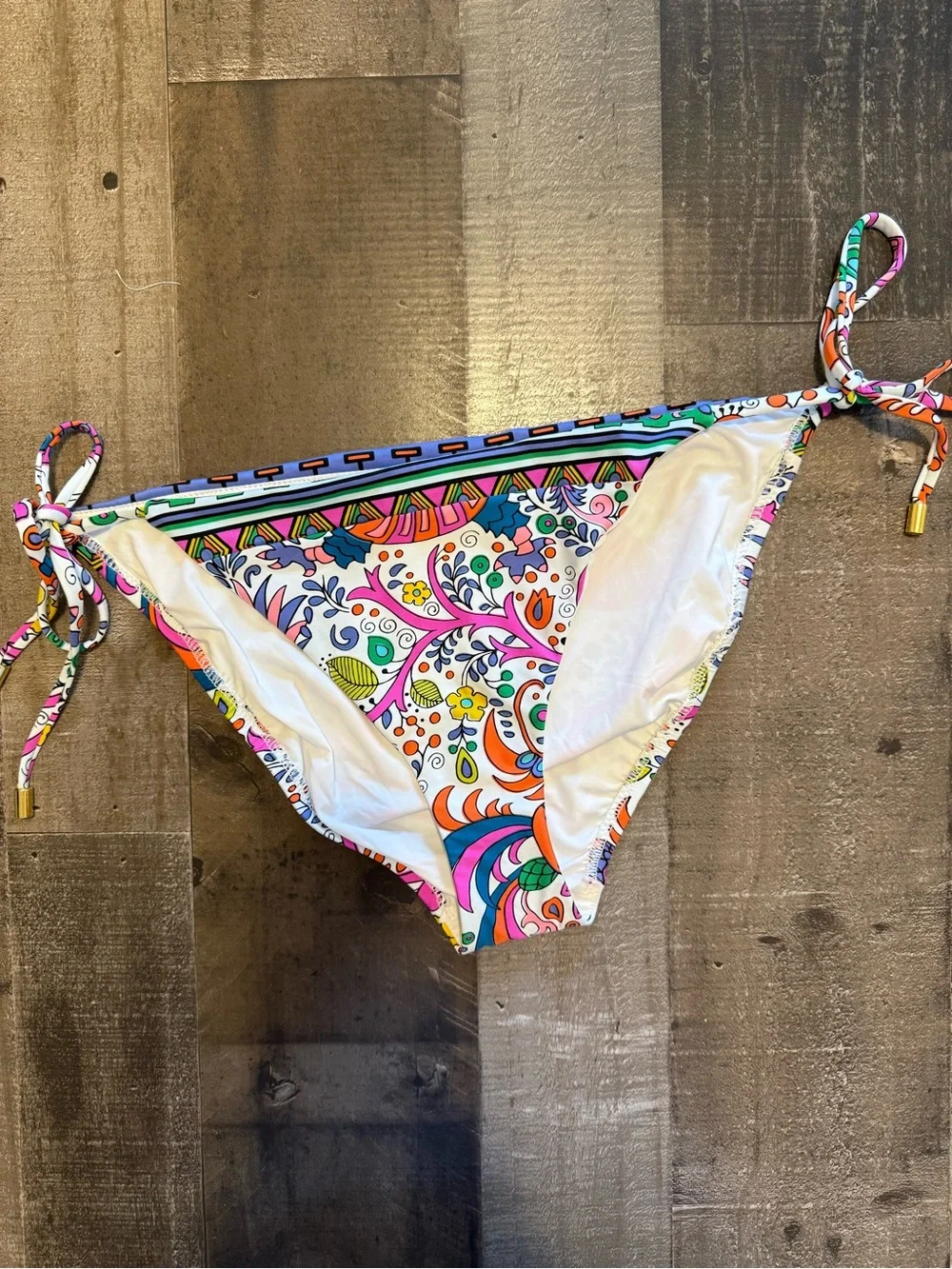Trina Turk Jungle Beach Multicolor Tie-Side Bikini Bottoms size 12